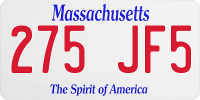 MA license plate 275JF5