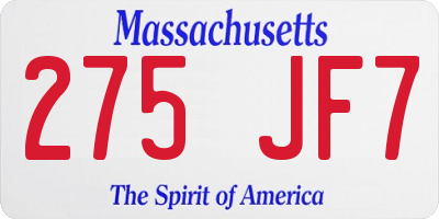 MA license plate 275JF7