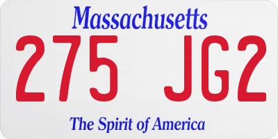 MA license plate 275JG2