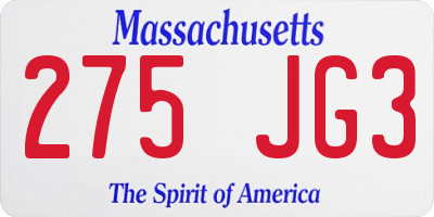 MA license plate 275JG3