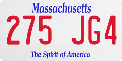 MA license plate 275JG4