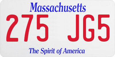 MA license plate 275JG5