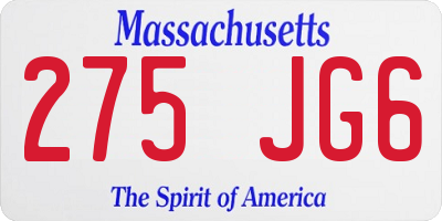 MA license plate 275JG6