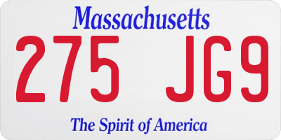 MA license plate 275JG9