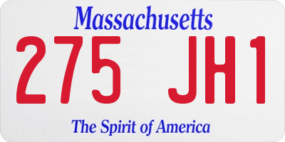 MA license plate 275JH1