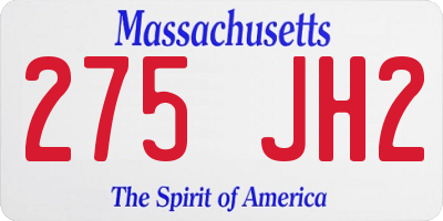 MA license plate 275JH2