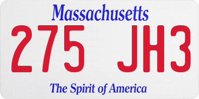 MA license plate 275JH3