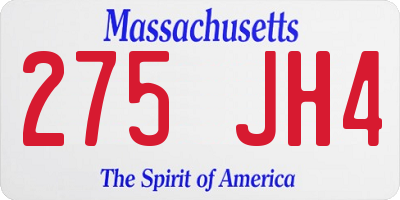 MA license plate 275JH4