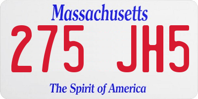 MA license plate 275JH5