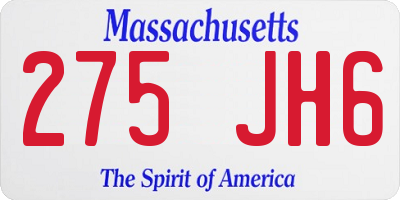 MA license plate 275JH6