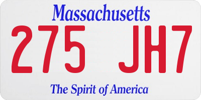 MA license plate 275JH7