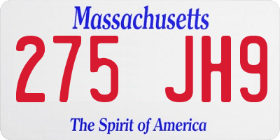 MA license plate 275JH9