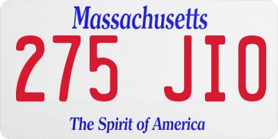 MA license plate 275JI0
