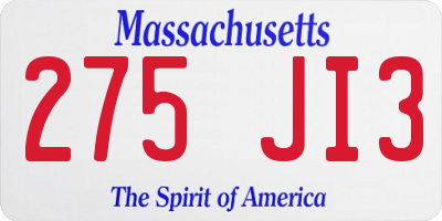 MA license plate 275JI3