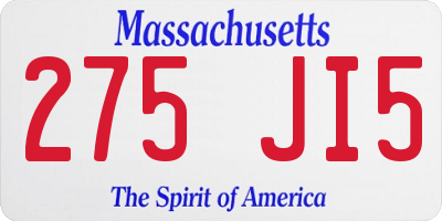 MA license plate 275JI5