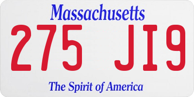 MA license plate 275JI9