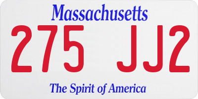 MA license plate 275JJ2