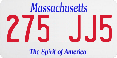 MA license plate 275JJ5