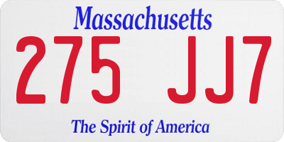 MA license plate 275JJ7