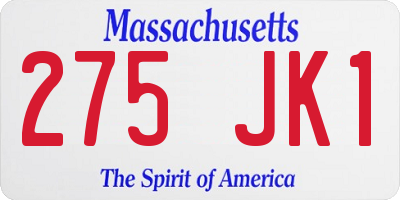 MA license plate 275JK1