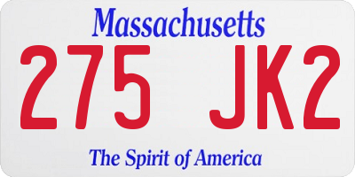 MA license plate 275JK2