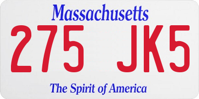 MA license plate 275JK5