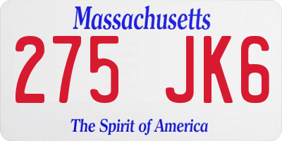 MA license plate 275JK6