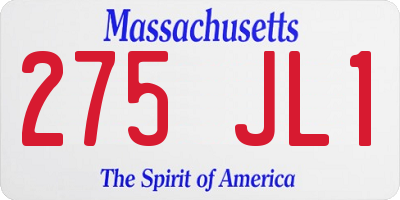 MA license plate 275JL1