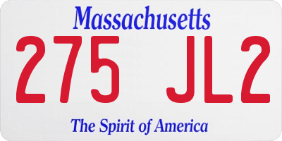 MA license plate 275JL2