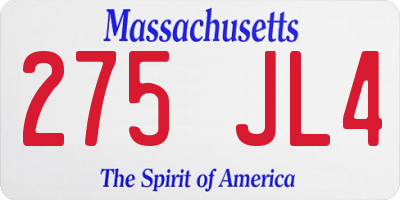 MA license plate 275JL4