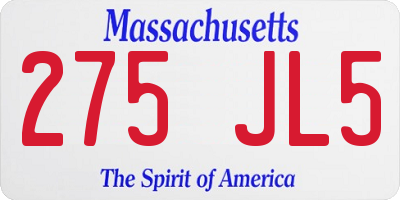 MA license plate 275JL5