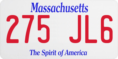MA license plate 275JL6