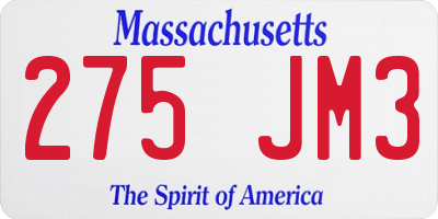 MA license plate 275JM3