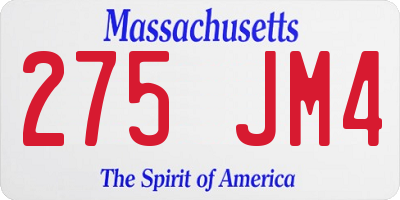 MA license plate 275JM4