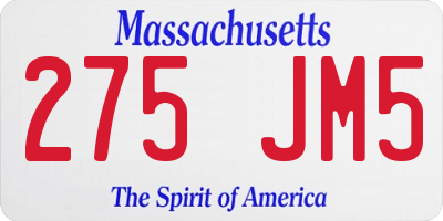 MA license plate 275JM5