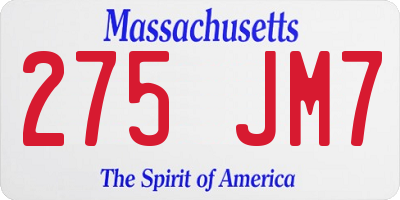 MA license plate 275JM7