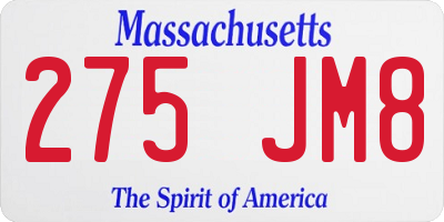 MA license plate 275JM8