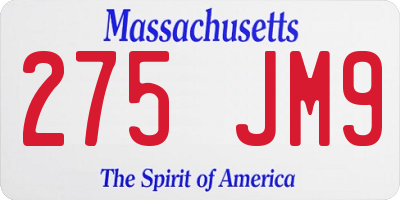 MA license plate 275JM9