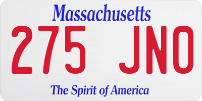 MA license plate 275JN0