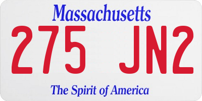 MA license plate 275JN2