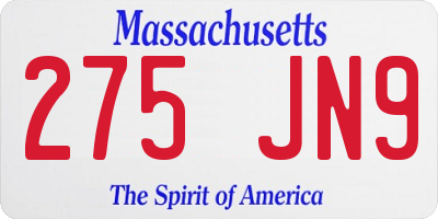 MA license plate 275JN9