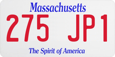 MA license plate 275JP1