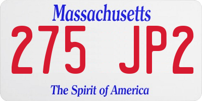 MA license plate 275JP2