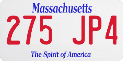 MA license plate 275JP4