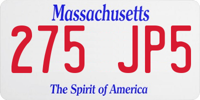 MA license plate 275JP5