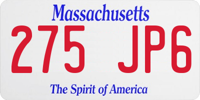 MA license plate 275JP6