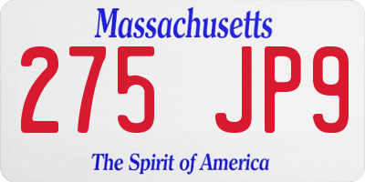 MA license plate 275JP9