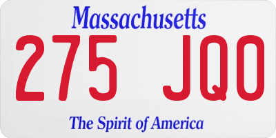 MA license plate 275JQ0