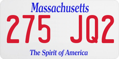 MA license plate 275JQ2