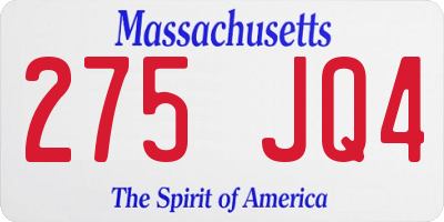 MA license plate 275JQ4